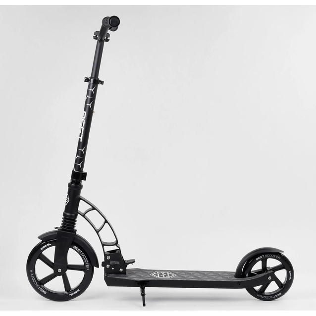 Самокат дитячий 2-х колісний, PU Best Scooter 47351 чорний, колеса Ø230-180mm, 1 амортизатор фото westvelo.com