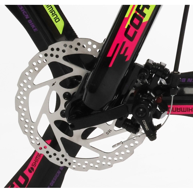 Велосипед 26 AL Corso «EVOLUTION» EV-26790 алюміній 13", (к-т SHIMANO) чорно-фіолетово-рожевий фото westvelo.com