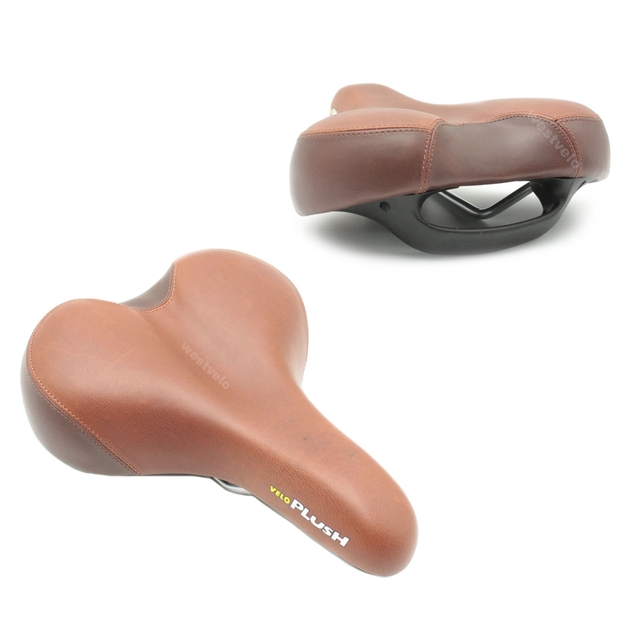 Сідло мтв на глагол Velo Plush VL-6221, коричневе широке з ручкю. фото westvelo.com