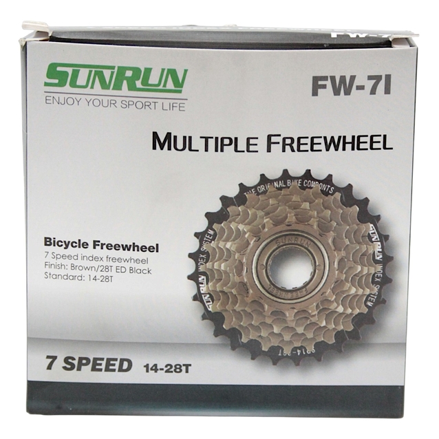 Зірка задня різьбова 7-рик SUNRUN M728 чорно-коричнева (14-28T) фото westvelo.com