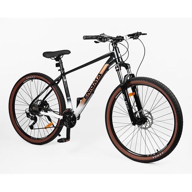 Велосипед 29 AL Corso «ENIGMA» NG-29747 алюміній 19", (к-т SHIMANO Alivio) вилка Santour гідравлічна, чорно-біло-коричневий фото westvelo.com