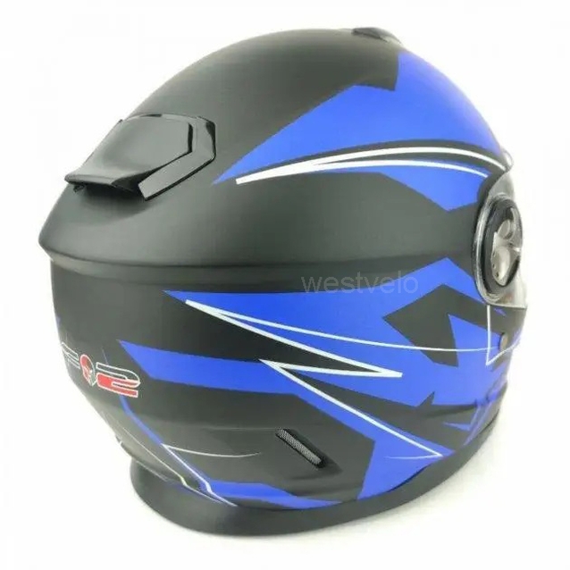 Мото шолом, закритий (S 55-56) F2 М65 чорно-синій, матовий фото westvelo.com