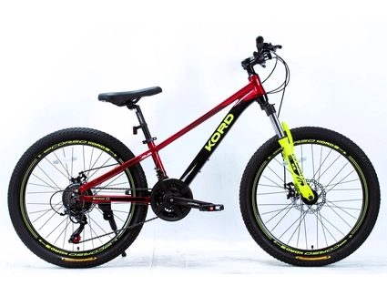 Велосипед 24 AL Corso «KORD» KD-24671 алюміній 11", (к-т SHIMANO) чорно-червоний-жовтий