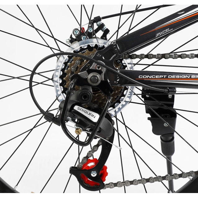 Велосипед 24 AL Corso «FENIX» FX-24761/FX-24716 алюміній 11", (к-т Saiguan) чорно-помаранчевий фото westvelo.com