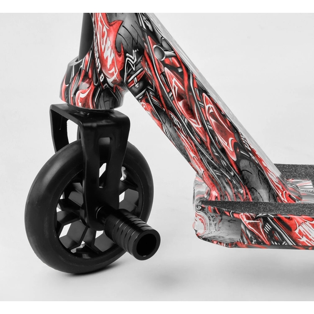 Самокат трюковий Best Scooter «SKULLS» BS-77488 чорно-червоний, HIC-система, пеги, AL диск та дека, колеса PU Ø110mm, ширина керма - 60 см фото westvelo.com
