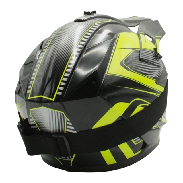 Шолом, закритий крос/ендуро (S) DOT/АТV EDX 024 чорно-жовтий глянець + окуляри фото westvelo.com