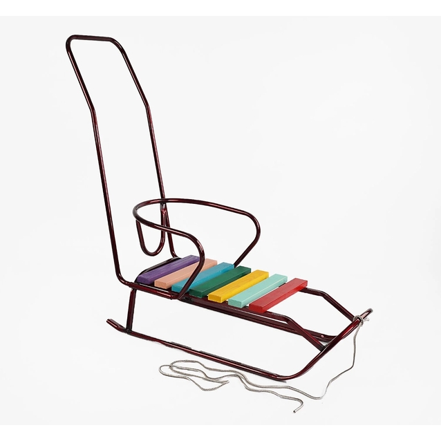 Сани «Торпеда» з ручкою, плоскі полози, бордові фото westvelo.com