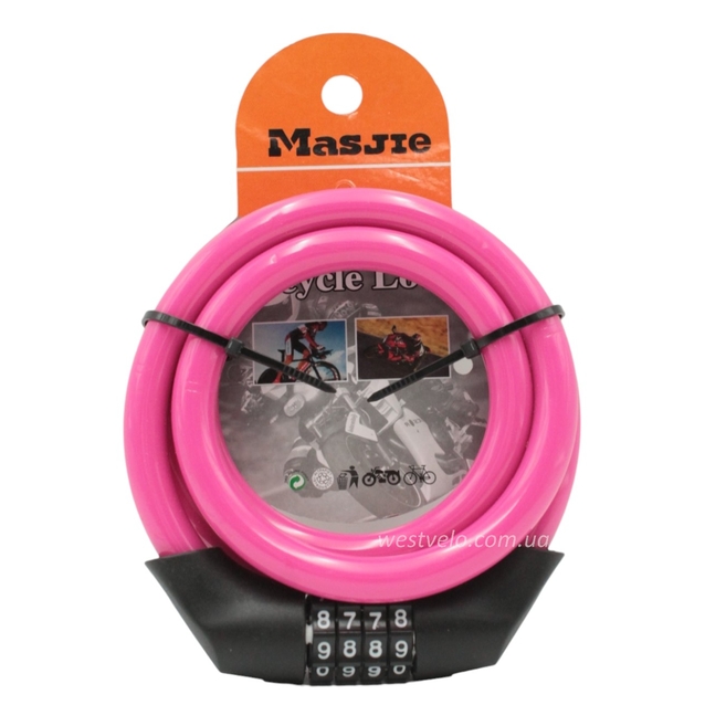 Замок на код змінний 4 цифри MASJIE 163, рожевий фото westvelo.com
