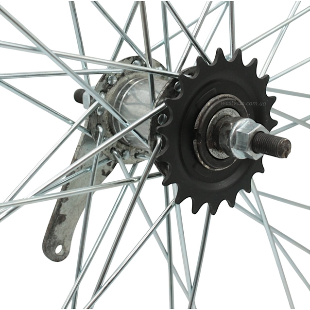 Колесо 28. зад, обід нікель, спиця 3мм, втулка Falcon (Quando) + к-т (зовнішній декоративний дефект вт.) фото westvelo.com