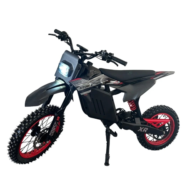 Електродіртбайк підлітковий Corso «STORM» E-2000 Pulse R-21649 двигун 2000W, акумулятор 48V 20.8Ah літієвий, чорно-червоний, колеса 14/12" фото westvelo.com
