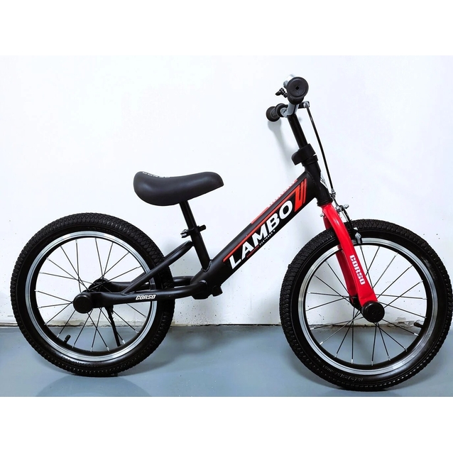 Велобіг 16 Corso надувні колеса, сталева рама «LAMBO» LM-72939 чорно-червоний фото westvelo.com