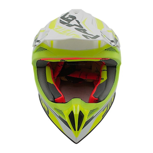 Шолом, закритий крос/ендуро (М) АТV Forsage Rider  030 біло-жовтий глянець з дашком + окуляри фото westvelo.com