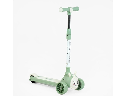 Самокат дитячий 3-х колісний, Skyper UK-70920 зелений, колеса PU Ø125mm зі світлом, українське озвучування, підсвічування платформи, кермо складне