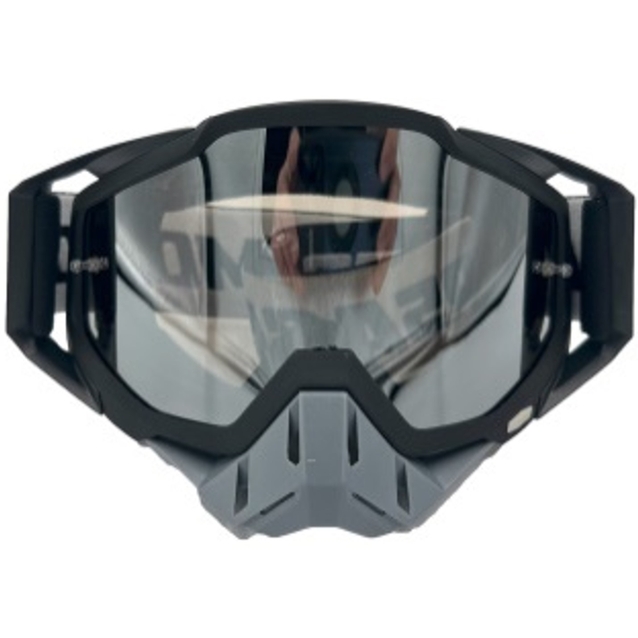 Мото окуляри Кросс-ендуро "MO-2" чорно-сірі із дзеркальною лінзою фото westvelo.com