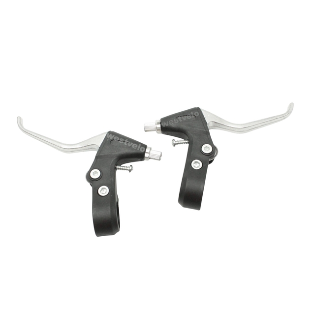 Ручки гальмівні алюміній-пластик чорно-сірі фото westvelo.com