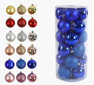 Новорічні прикраси 24 шт, 6 видів, кульки, D = 7 см, в слюді, ВИДАЄТЬСЯ ТІЛЬКИ МІКС ВИДІВ (C 67712)