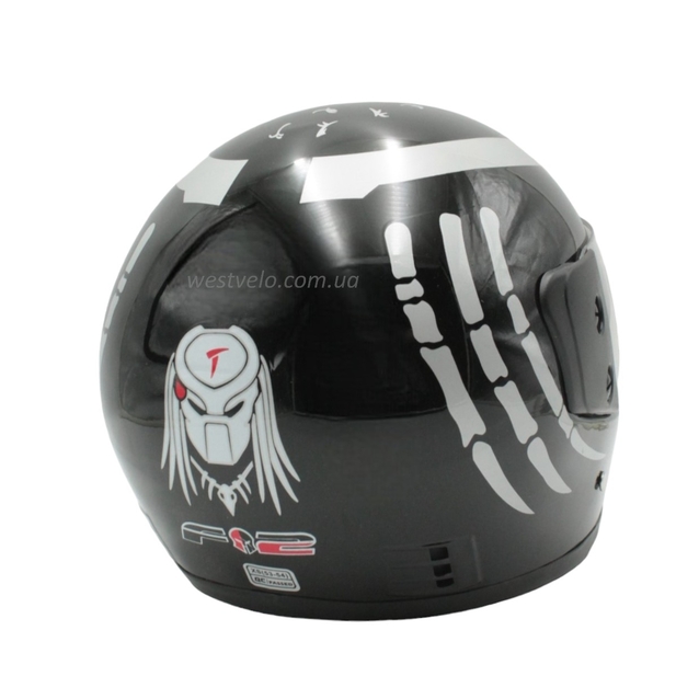 Мото шолом, закритий (XS) F2 "PREDA TORS" чорно-сірий глянець (825-4) фото westvelo.com
