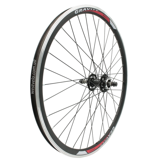 Колесо 26 зад, обід 2-ний чорний, втулка ST. SHUNFENG, диск 6 болтів, чорна спиця фото westvelo.com