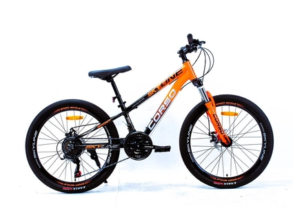 Велосипед 24 AL Corso «SKYLINE» SN-24302 алюміній 11", (к-т SHIMANO) чорно-помаранчевий