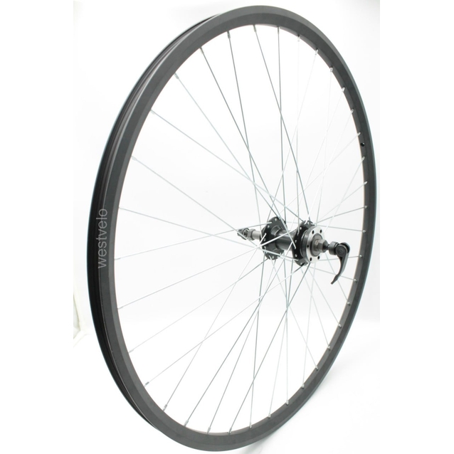 Колесо 28-29 зад, обід 2-ний чорний дисковий, втулка AL. диск 6 болтів, ексцентрик фото westvelo.com