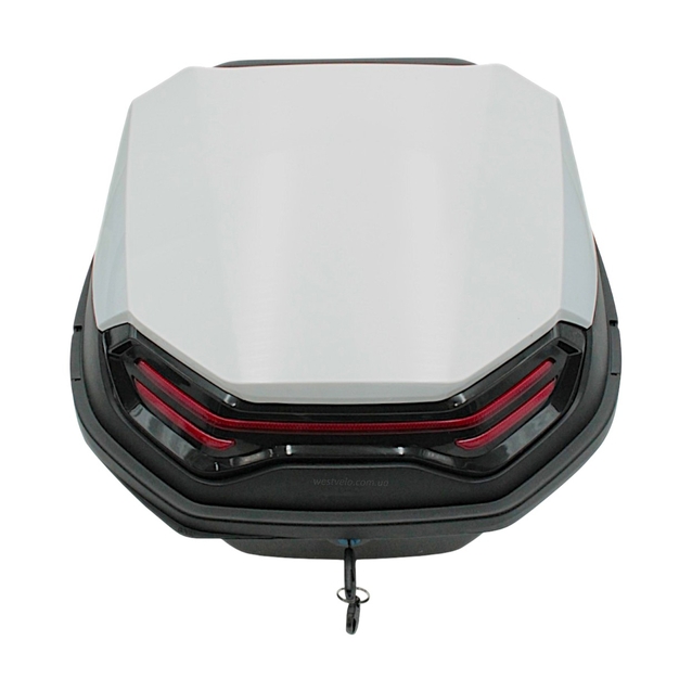 Кофр (багажник) для мотоцикла задній ROBIK 48 (400х400х280) 45L білий з катафотом фото westvelo.com