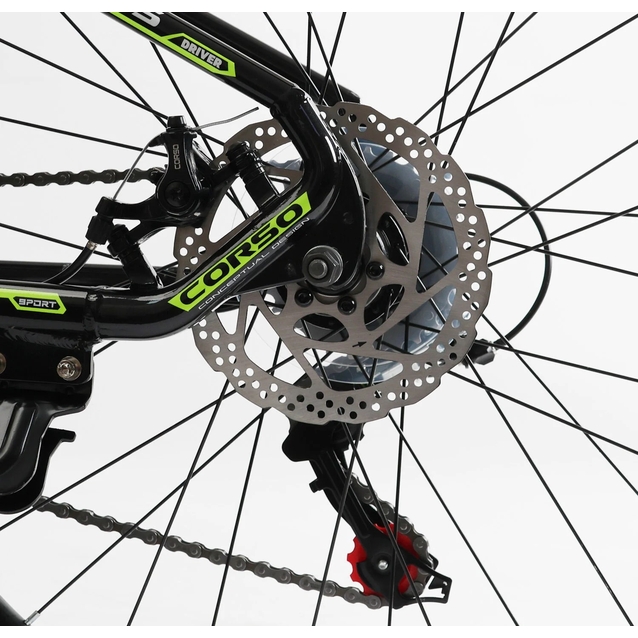Велосипед 26 AL Corso «BLADE» BD-26204 алюміній 13", (к-т SHIMANO) чорно-салатовий фото westvelo.com