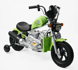 Дитячий електромотоцикл Corso H-52194 двигун 160W, акумулятор 24V5Ah свинцево-кислотний, салатовий, Bluetooth, звук двигуна, колеса 12"