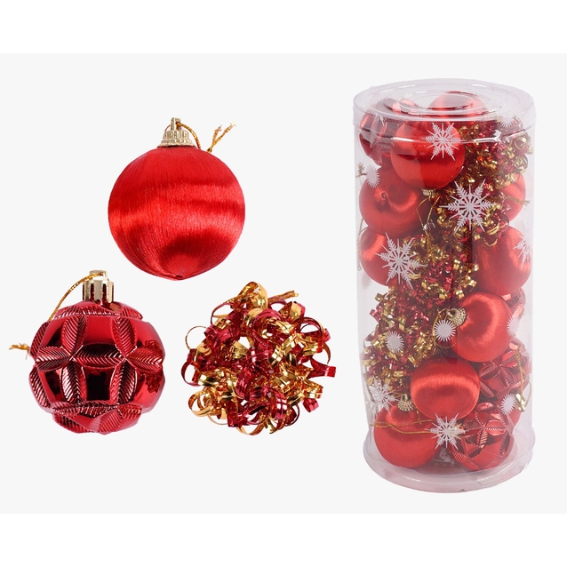 Новорічні прикраси 24 шт, кульки, D = 4.5 см, в слюді (C 67418) фото westvelo.com