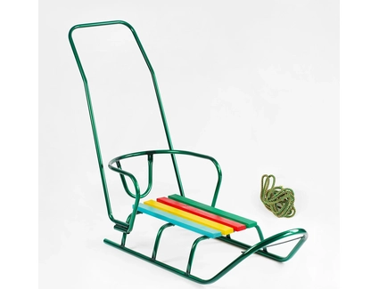 Сани з ручкою, ЛЮКС круглі полози, зелені