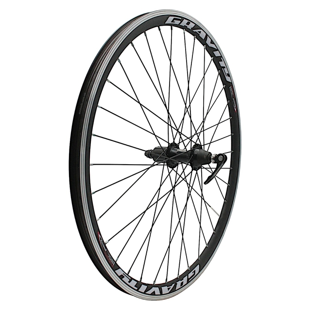 Колесо 26 зад, обід 2-ний чорний, втулка AL Quando касета (8-9), ексцентрик, чорна спиця (Gravity) фото westvelo.com