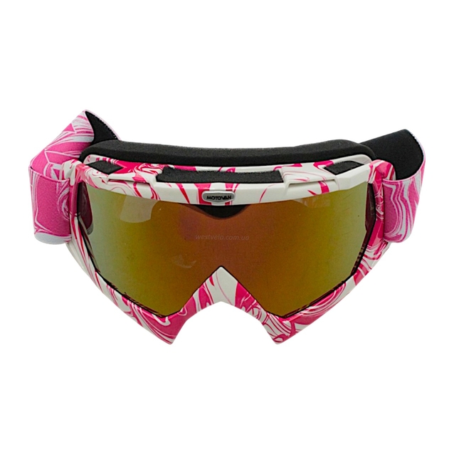 Мото окуляри Кросс-ендуро "MOTOVAN X-490-1" рожево-білі, хамелеон фото westvelo.com