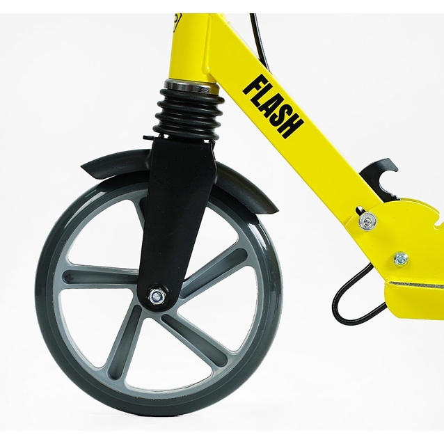 Самокат дитячий 2-х колісний, PU Best Scooter «FLASH» FL-14320 жовтий, Ø200mm, ручне гальмо, 1 амортизатор передній фото westvelo.com