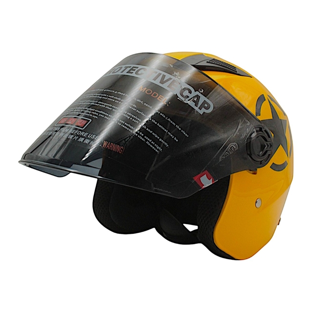 Мото шолом, відкритий (M 57-58) "DAVID" D017, Willys Star, жовтий глянцевий фото westvelo.com