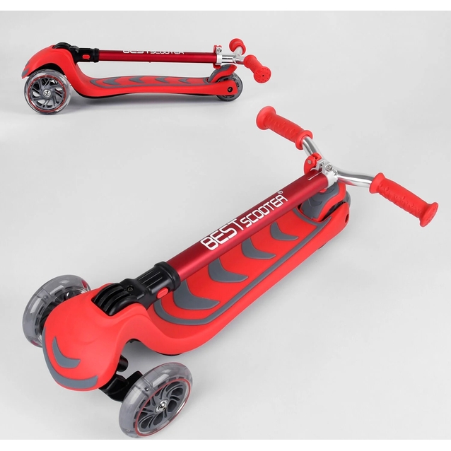 Самокат дитячий 3-х колісний, Best Scooter Y-00325 червоний, колеса PU Ø120mm/80mm зі світлом, складне AL кермо фото westvelo.com