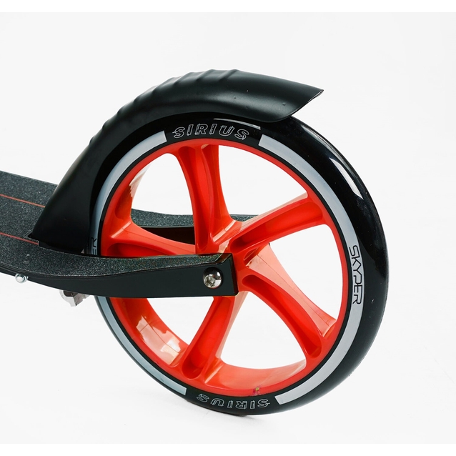 Самокат дитячий 2-х колісний, PU Skyper «SIRIUS» S 86735 чорно-червоний, Ø200mm, 1 амортизатор, ручне гальмо фото westvelo.com