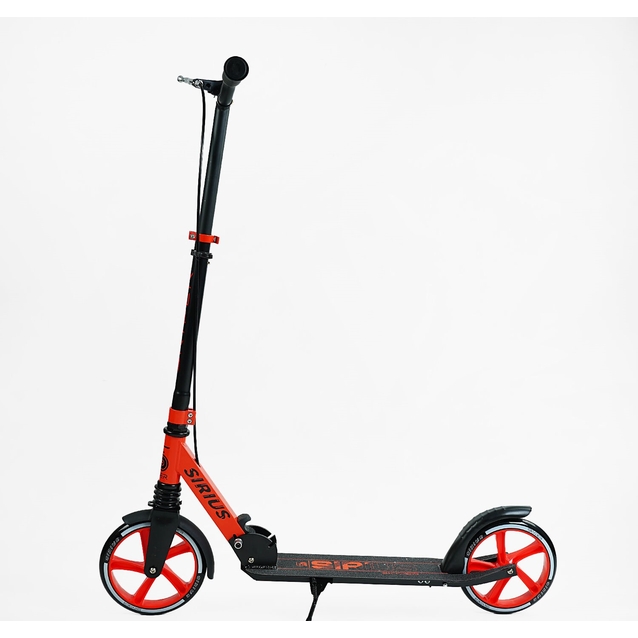 Самокат дитячий 2-х колісний, PU Skyper «SIRIUS» S 86735 чорно-червоний, Ø200mm, 1 амортизатор, ручне гальмо фото westvelo.com