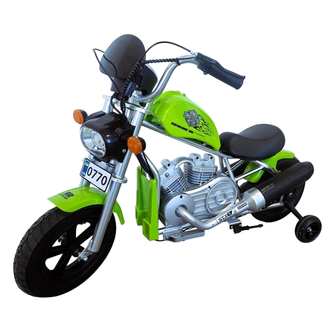 Дитячий електромотоцикл Corso H-52194 двигун 160W, акумулятор 24V5Ah, салатовий, Bluetooth, звук двигуна, колеса 12" фото westvelo.com