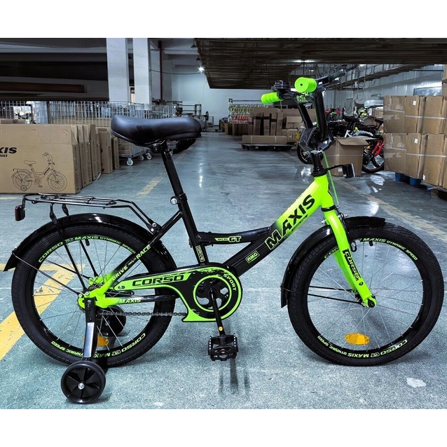 Дитячий велосипед 18 ST Corso «MAXIS» MX-70952 чорно-салатовий фото westvelo.com