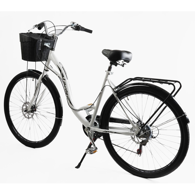 Міський велосипед 28 ST Corso «LIBERTY» LR-28014 сталь 20", (к-т SHIMANO) білий + кошик фото westvelo.com