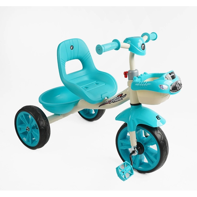 Дитячий велосипед 3-х колісний EVA (піна) Best Trike колеса 10-8, «Машинка» BS-60985 блакитний, сталева рама, УКР.ОЗВУЧУВАННЯ, кошик