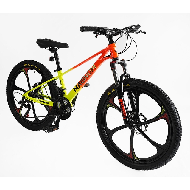 Велосипед 24 MG Corso «MAGNUM» MN-24821 магній 11", (к-т SHIMANO) жовто-помаранчевий фото westvelo.com