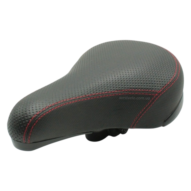 Сідло дитяче чорне з червоними нитками 0617 (220-150) фото westvelo.com