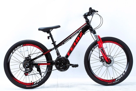 Велосипед 24 AL Corso «FENIX» FX-24321 алюміній 11", (к-т SunRun) чорно-червоний