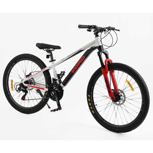 Велосипед 26 AL Corso «KORD» KD-13840 алюміній 13", (к-т SHIMANO) біло-чорно-червоний фото westvelo.com