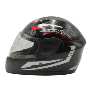 Мото шолом, закритий F2 801 (ХХS45/46), чорно-червоно-сірий, глянцевий