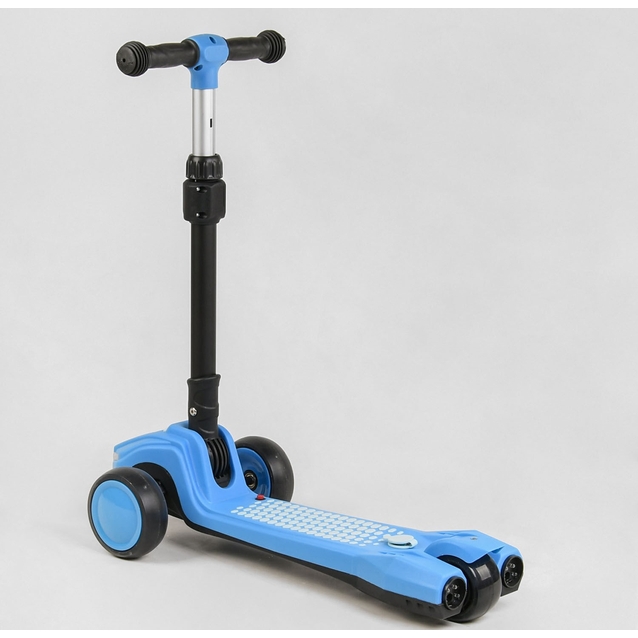 Самокат дитячий 3-х колісний, Best Scooter LT-10635 блакитний, колеса PU Ø120mm/90mm, пластмасовий, світло, звук машини, дим, складне кермо фото westvelo.com