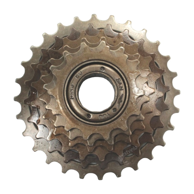 Зірка задня різьбова 6-рик SANYOU коричнева (14-28T) фото westvelo.com