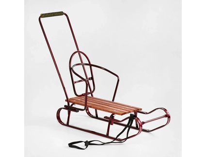 Сани з ручкою, плоскі полози "Королівські" бордові