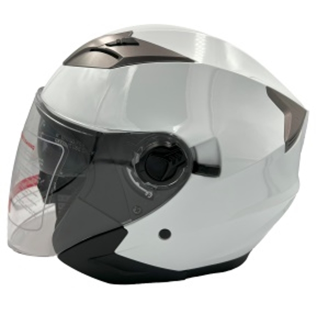 Мото шолом, відкритий (M) GXT "1001-1", білий глянцевий з відкидними окулярами фото westvelo.com