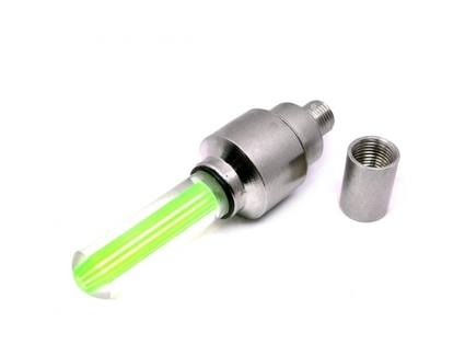 Мигалка-ковпачок на ніпель колеса прозора (зелена)